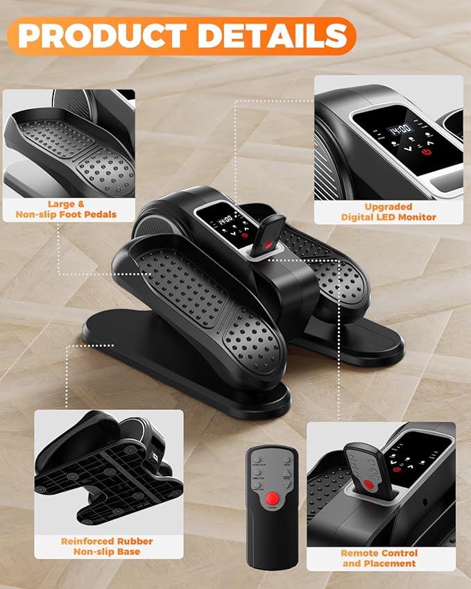 Under Desk Elliptical Machine, Ellipse Leg Exerciser as Seen on TV, LCD Display & 12 Adjustable Speed Ellipse Fit, Portable & Quiet Foot Pedal Exercise Machine, Mini Eclipse Leg Exerciser for Seniors