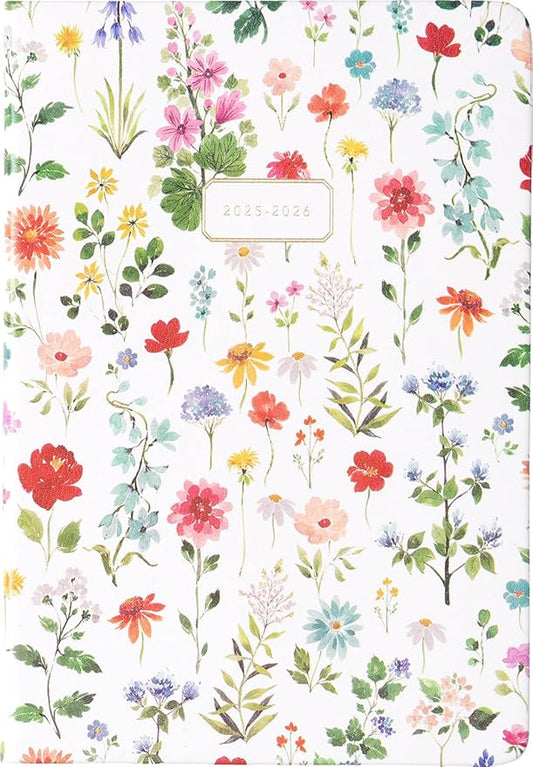 2025-2026 Eccolo 18 Month Bound Planner, Monthly & Weekly Pages (5.25 x 7.75" - July 2025 to Dec 2026 - Watercolor Flowers)