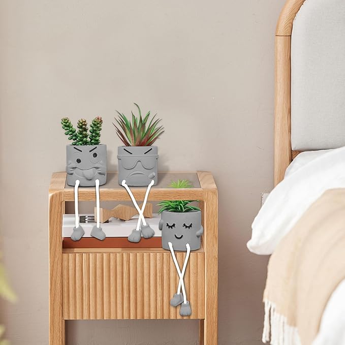 Zerzsy Artificial Succulent Set, Succulents Plants Artificial, Fake Mini Plants in Pots, Faux Plants Kitchen Shelf Desk Decor, Small Bathroom Decor for Shelves (3 PCS Set/B)