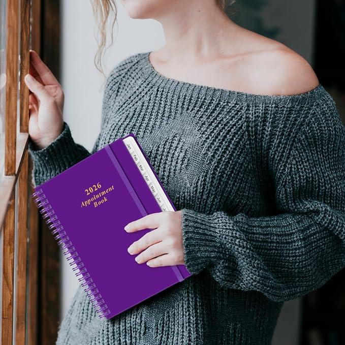 2026 Appointment Book & Planner - 2026 Daily Hourly Planner from January 2026 - December 2026, Weekly Appointment Book with 30-Minute Interval, Medium 6.4" x 8.5", Purple-B