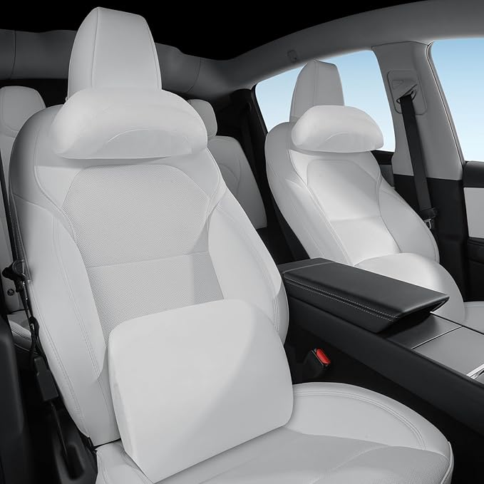 Car Headrest Pillow for Driving, Softness Ergonomic Design Universal Travel Neck Pillow for Most Cars, Office Chairs, Gaming Chairs with Extra Filler Cotton Bag (White, 2PC)