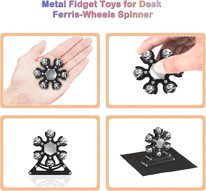 Desk-Fidget-Toys for Ferris-Wheels-Spinner: 4mins Kinetic-Metal-Spinner, Cool-Gadgets-Stuff for Kid Children Teen Adult EDC-Toy, ADHD Tools Stress Relief for Office Home School Men Woman Christmas