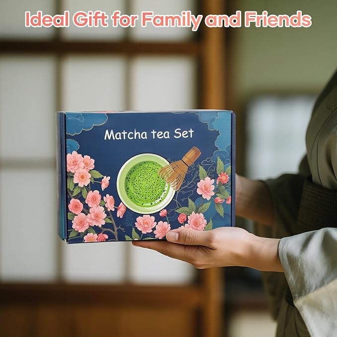 Matcha Whisk Set, Birthday Gifts for Women Mom Her, 8PCs Ceremony Matcha Tea Kit, 18OZ Matcha Bowl with Spout, Whisk, Bamboo Scoop, Sifter, Tea Towel, Ideal Gift for Christmas, Wedding