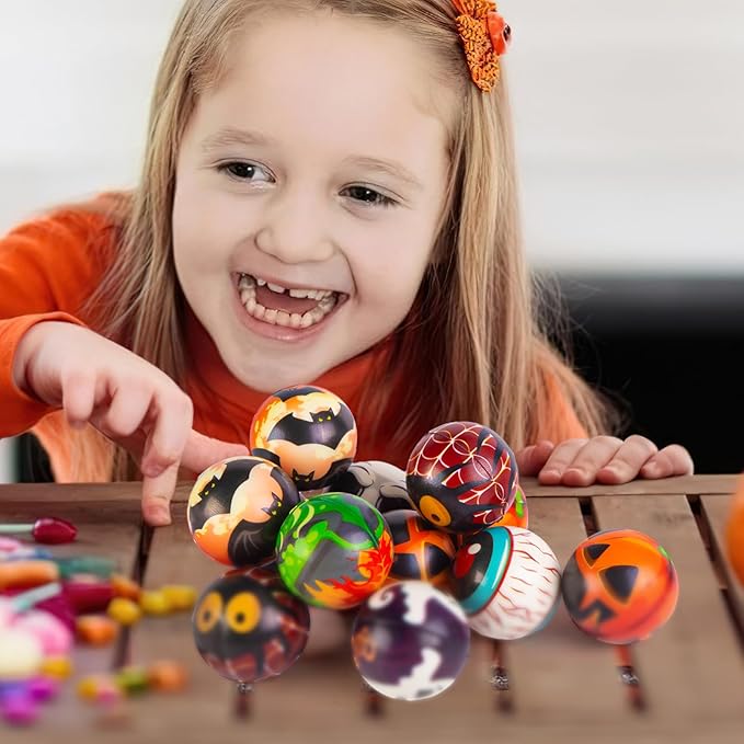 LovesTown 12PCS Halloween Stress Balls, Halloween Squishies Sensory Fidget Toys Gifts for Coworkers Kids Party Favors Goodie Bag Basket Stuffers