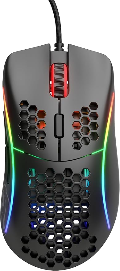 Glorious Model D Wired Gaming Mouse - 68g Superlight Honeycomb Design, RGB, Ergonomic, Pixart 3360 Sensor, Omron Switches, PTFE Feet, 6 Buttons - Matte Black