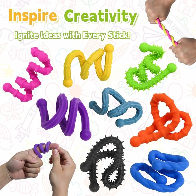 6 Pack Sensory Stick,Fidget Toys,Textured Calming Sensory Toys for Autism Kids, Anxiety Relief for Activities Essential,Stimulating & Addictive Toys for Kids Students