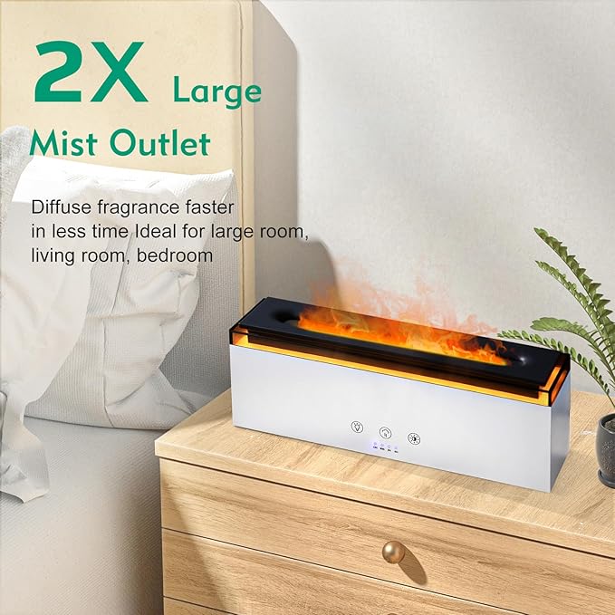 NEWYID Essential Oil Diffuser, Ultrasonic Full Touch Screen Flame Diffuser Humidifier with 17 LED Lights& 4 Timer Waterless Auto-Off, Aroma Diffuser for Large Room Home-White