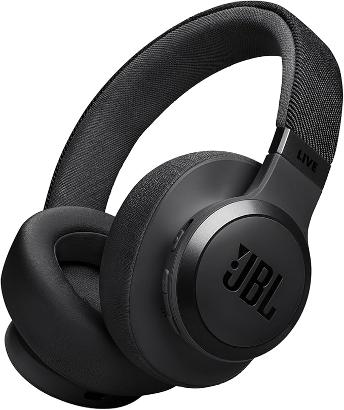JBL Live 770NC - Wireless Over-Ear Headphones with True Adaptive Noise Cancelling with Smart Ambient, Up to 65 Hours of Battery Life, Comfort-fit Fabric Headband & Carrying Pouch (Black)