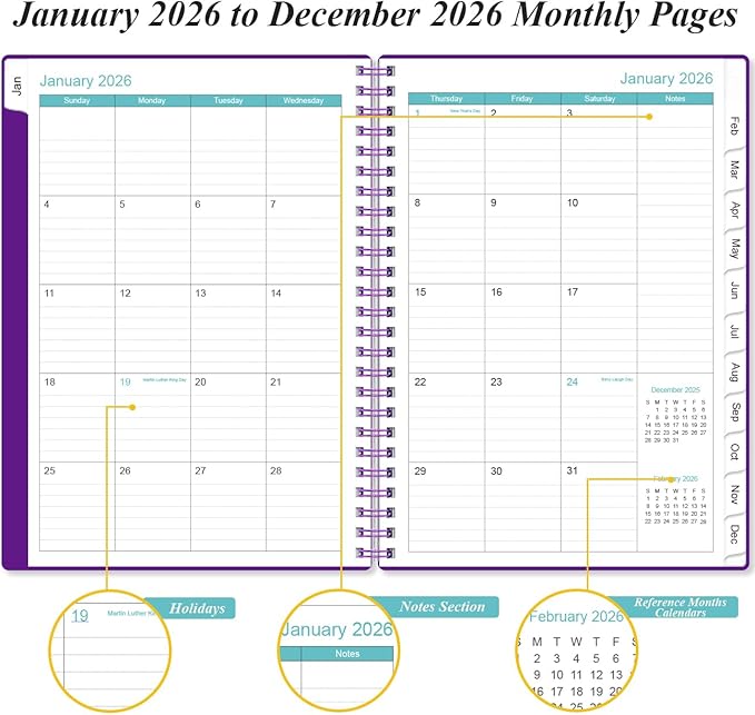 2026 Appointment Book & Planner - 2026 Daily Hourly Planner from January 2026 - December 2026, Weekly Appointment Book with 30-Minute Interval, Medium 6.4" x 8.5", Purple-B