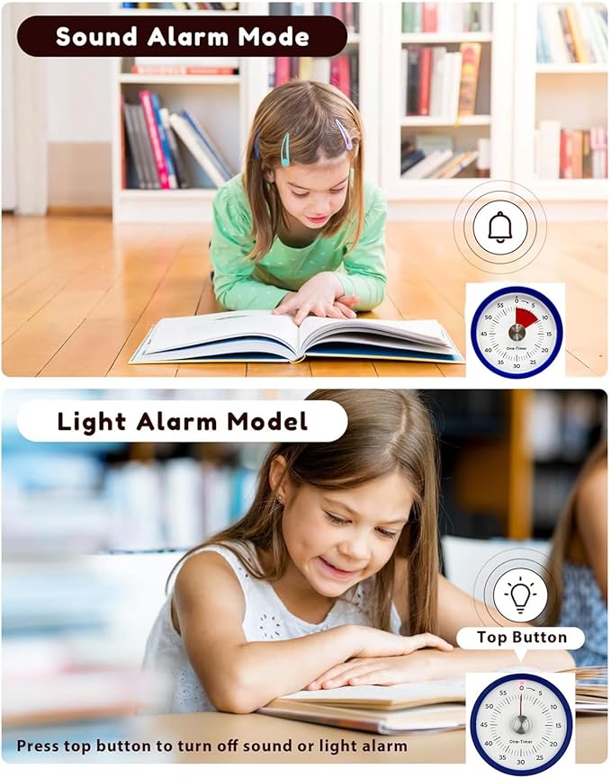 Kitchen Timer for Cooking, Visual Timer for Kids with Alarm & Silent Operation, Digital Timers for Classroom Teacher, 60-Minute Countdown Time Management Tool,Magnetic