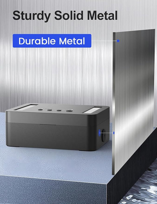 Metal Time Lock Box with Emergency Unlocking, Phone Timed Locked Box with Timer, Timed Locking Container, Audio Prompt, Self-Discipline Gift, 365 Days Max for Cellphone/iPad Mini/Medication