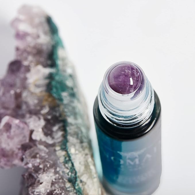 Tension Meltaway Essential Oil Roll-On – Amethyst Roller Ball – Headache, Stress & Hot Flash Support – Premium Aromatherapy Blend – Peppermint, Lavender, Orange & Blue Tansy – 10 mL
