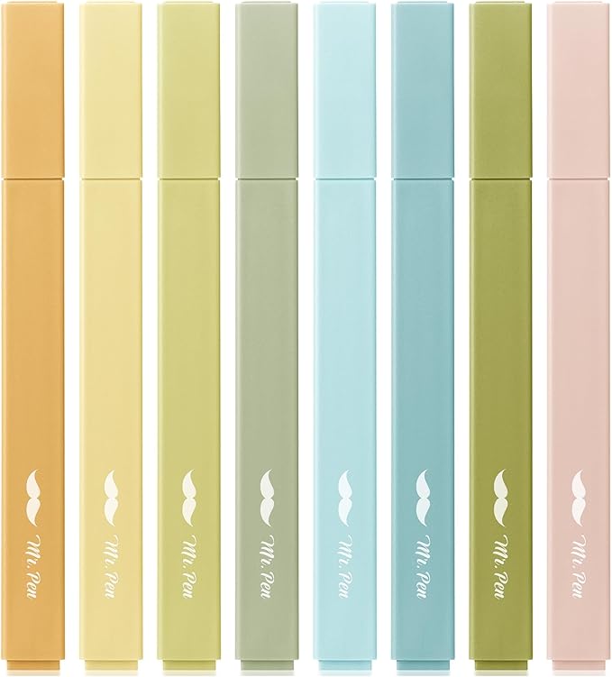 Mr. Pen- Aesthetic Highlighters, 8 Pack, Chisel Tip, Natural Vintage, Cute Highlighters Assorted Colors, Back to School Supplies