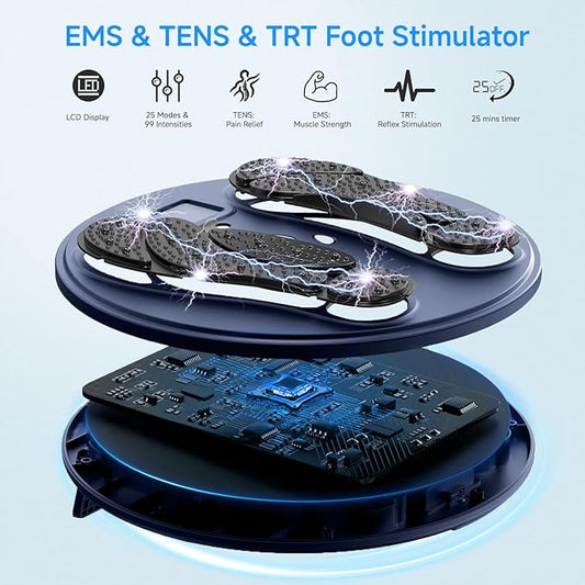 FDA Cleared - Electronic Muscle Stimulator for Neuropathy Foot Leg Massage, EMS Foot Massager for Pain Relief & Muscle Relaxation, PMS/TENS Feet Stimulator for Circulation, for Dad Mum Elder Gifts