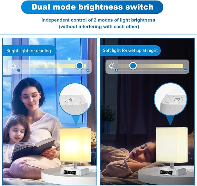 Bedside Table Wake up Light Alarm Lamp APP Control Sound and Light Awakening Sunrise Alarm Clock lamp Bioclock Adjustment LED lamp Built-in White Noise nightstand Lamp 3 Color Adjustable