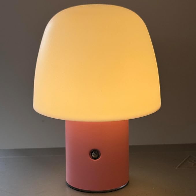 Portable LED Table Lamp, Cordless Desk Lamp Rechargeable, 3-Color Touch Stepless Dimming Night Light for Bedroom/Children's Room/Terrace/Dining Room/Cafe (Pink)