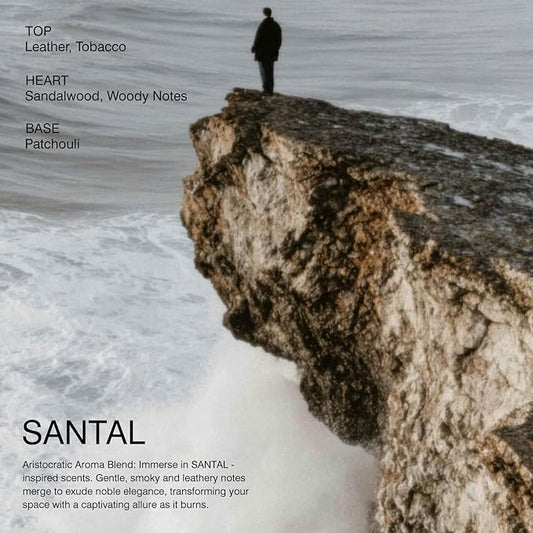 Scented Candle by LUNAAURA | Santal Aromatherapy Candle for Meditation & Yoga | Long-Lasting 65 Hour Burn Time | Natural Soy Blend Wax & 100% Cotton Wick (10.6 oz)