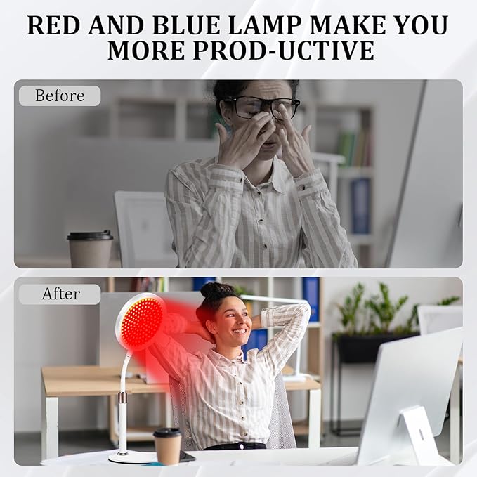 Red Light Therapy for face and Body, 100LEDs Red and Blue Light Device, 415nm & 660nm &850nm Infrared Light Therapy for Home/Office, Height Adjustable & Angle Adjustable & Timer