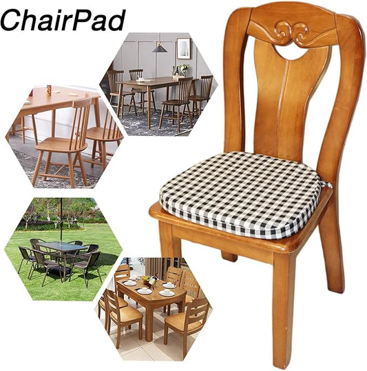 Collection Chair Cushion Memory Foam Pads with Ties - Kitchen Non Skid Rubber Back U Cushions with Machine Washable Cover (Small Black White,1)