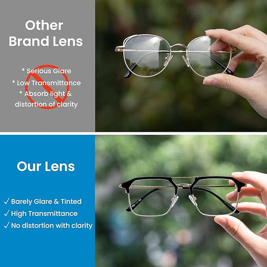 GUDVUE Mens Blue Light Glasses Rectangle Computer Glasses Gaming Glasses, Aviator Black/Golden