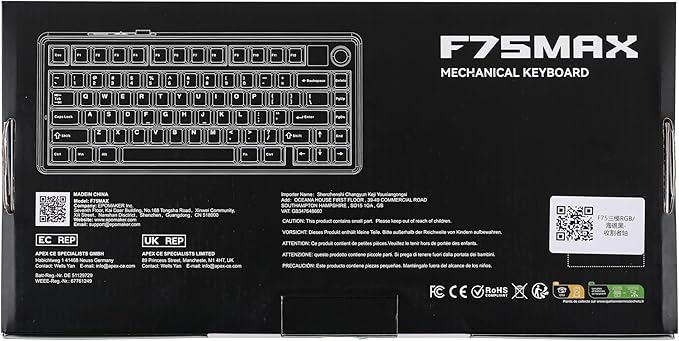 EPOMAKER X Aula F75 MAX Wireless Mechanical Keyboard with TFT Screen and Knob, Gasket Gaming Keyboard in 75% Layout, Hot Swappable, RGB Backlight, for PC/Mac/Linux (Black Gradient)