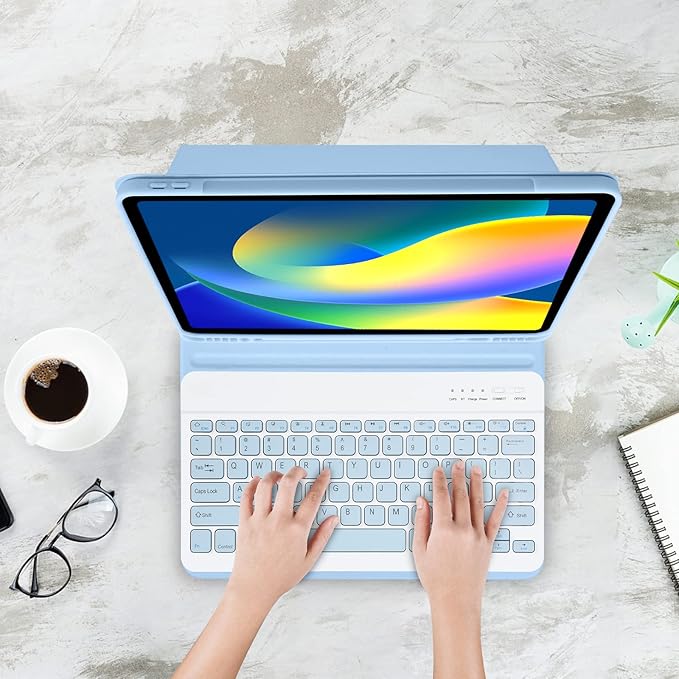 besky Keyboard Case for iPad Pro 12.9 inch (5th, 6th Generation) & New Air 13 inch M2 (Only Applies to 3 iPads Model) - Wireless Detachable Keyboard- Pencil Holder, with Auto Sleep/Wake Function