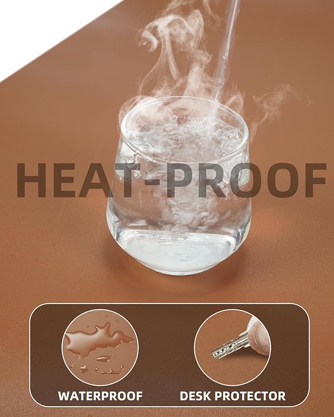 Non-Slip Desk Pad,Mouse Pad,Waterproof Leather Desk Table Protector,Non-Slip PU Leather Desk Blotter, Easy Clean Laptop Desk Writing Mat for Office Work/Home/Decor(Brown, 24" x 13.7")