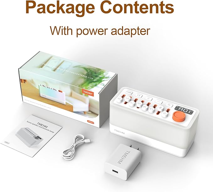 White Noise Sleep Sound Machine with 8 Nature Sounds, Portable Bluetooth Speaker, 12 Colors Night Lights, Sleep Timer & Breathing Exercises, for Babies, Kids, and Adults