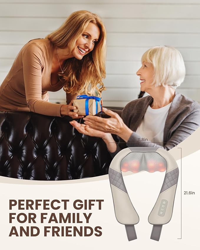 Cordless Neck Massager with Heat, Deep Kneading Neck Shoulder Massager for Pain, Shiatsu Back Massager Pillow, Gifts for Men, Women