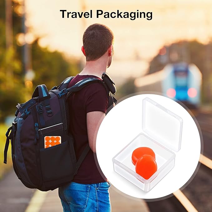 Frienda 21 Pairs Ear Plugs for Sleeping Reusable Moldable Silicone Earplugs Soft Noise Cancelling Earplugs Sound Blocking Ear Plugs with Case for Swimming Concert 32dB NRR (Blue, Orange, Rose Red)