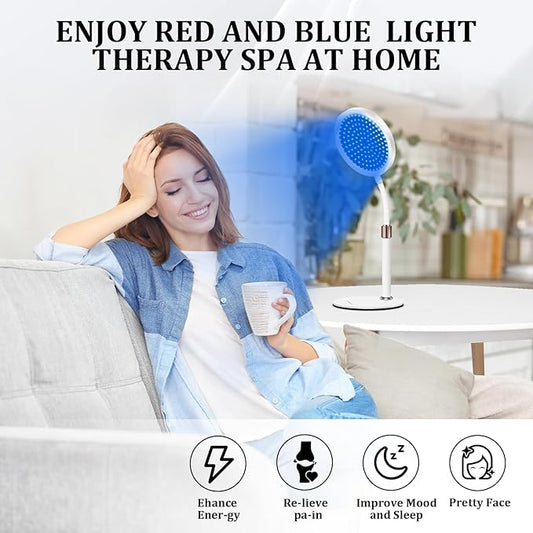 Red Light Therapy for face and Body, 100LEDs Red and Blue Light Device, 415nm & 660nm &850nm Infrared Light Therapy for Home/Office, Height Adjustable & Angle Adjustable & Timer