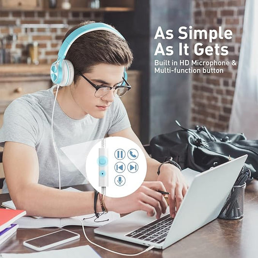 AILIHEN Kids Headphones for School Boys, Headphones with Microphone for Chromebook Laptop Computer Smartphone, 3.5mm Foldable Lightweight Headset for Teen Teenager (Lime Green)