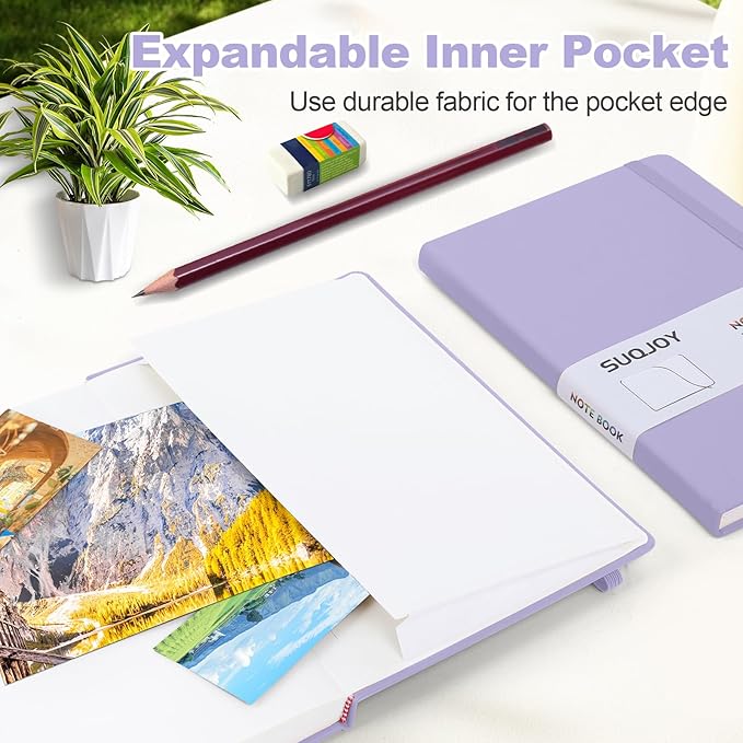 Lined Journal Notebook for Women Men,5.5"x8.3",100 GSM Thick Paper, A5 Hardcover Leather Journaling Notebooks for Writing,Travel,Work & School,College Ruled Notebooks for Note Taking Diary(Purple)