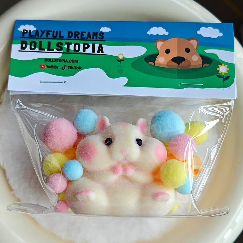 Handmade Flocked Hamster Taba Squishy Toy - Cute Realistic Silicone Animal Fidget Sensory Toy, Ultra-Soft Stress Relief Squeeze Toy for Relaxation Gift (Yellow)