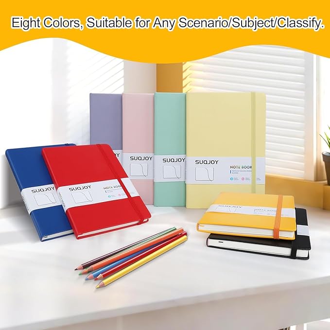 Lined Journal Notebooks, 4 Pack 160 Pages, 5.5x 8.2-Inch Journals for Women Men, Hardcover Notebook with 100 gsm Thick Paper, A5 Size College Ruled Notebook for Writing/Travel/Work (Red, 6 Pack)