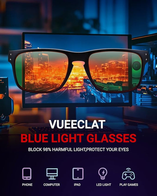 98% Blue Light Blocking Glasses for Better Sleep-Anti Blue Light Gaming Glasses Women Men, Orange Lens for Computer/Gaming,Reduce Eyestrain