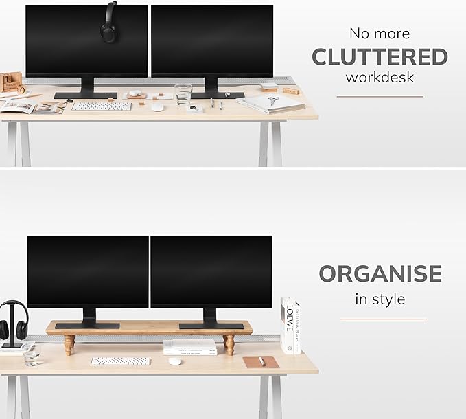 Anji Mountain Monitor Stand - Desktop Organizer & Laptop Riser, Ergonomic Monitor Riser, Space-Saving Monitor Stand for Desk, Durable Construction, Easy Assembly, Ideal for Home & Office,Mango