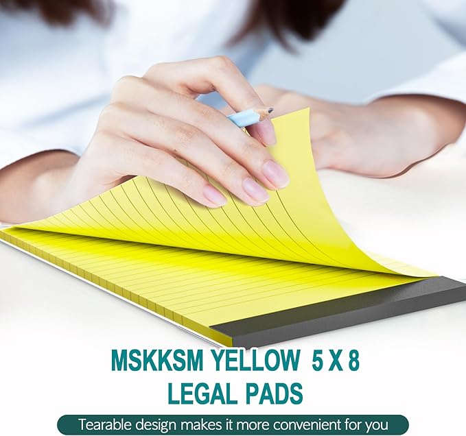 Note Pads 5x8, 4 Pack Small Legal Pads 5x8 Yellow Pad, College Ruled Legal Notepads, Lined Pads of Paper 5x8 Yellow Paper Writing Pads, 30 Sheets Per Notepad for School, Home, Office, Business