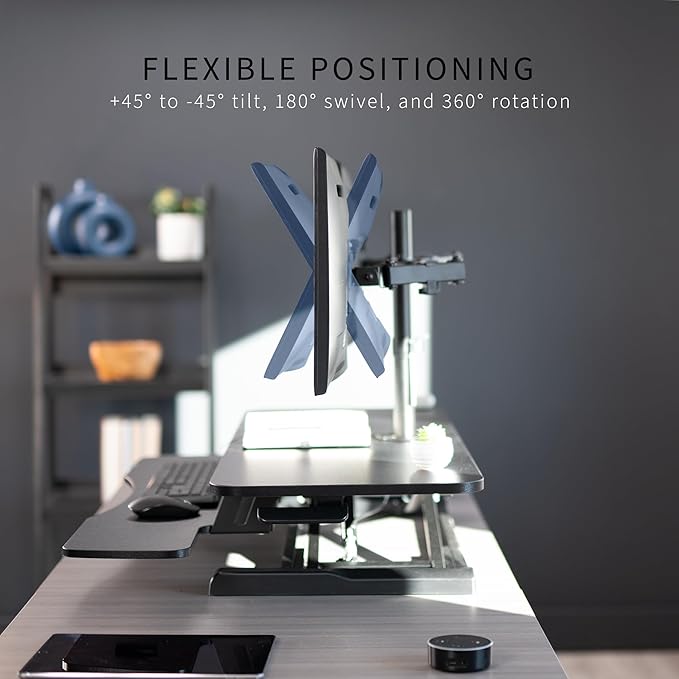VIVO Height Adjustable 42 inch Standing Desk Converter with Dual 13 to 30 inch Monitor Stand, Sit Stand Monitor Mount and Desk Riser, Black, DESK-V042KB-M2