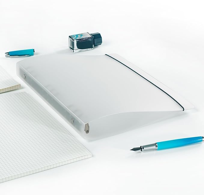 B5 9-Ring Binder Cover with Snap Button Closure, Transparent Plastic Refillable Organizer Loose Leaf Folders Notebook Shell Protector for Enhanced Document Organization (278x220mm)