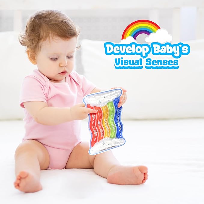 Rainbow Sensory Toys for Kids - Fidget Toys Sensory Tube for Toddlers 3 5 7, Sensory Squeeze Toys for Special Need Children, Anxiety - Road Trip, Classroom Must Haves