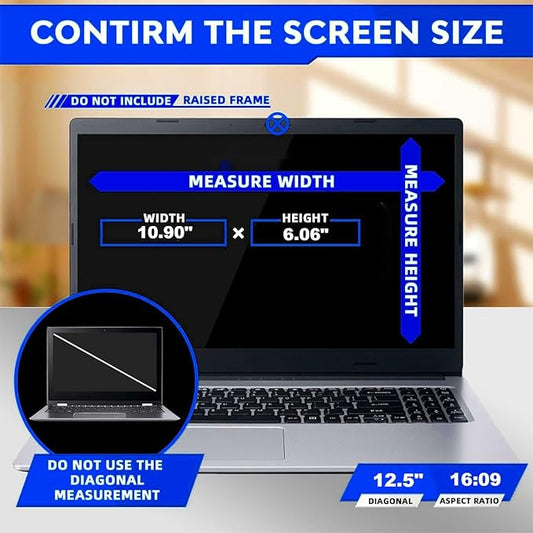 12.5 Inch 16:9 Computer Privacy Screen Filter for Monitor - Privacy Shield and Anti-Glare Protector