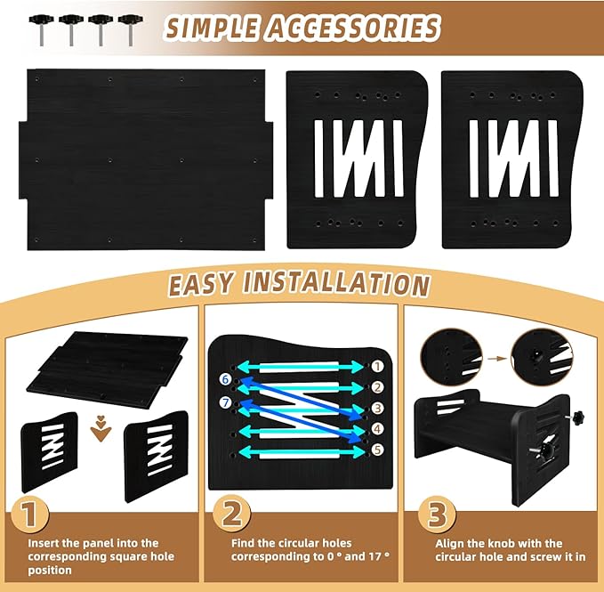 Myplace Bamboo Adjustable Under Desk Footrest with Memory Foam Pad - Ergonomic Foot Rest with 7-Level Adjust, Slanted Foot Rest Stool for Home Office Kitchen Bedroom (Black)