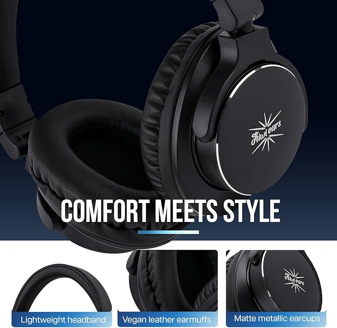 Linsoul Kiwi Ears Division Over Ear Headphone,40mm Dynamic Driver Monitoring Headphones,Wired Gaming Headphones,DJ Head Phones for Professional Musicians Engineers (Black)