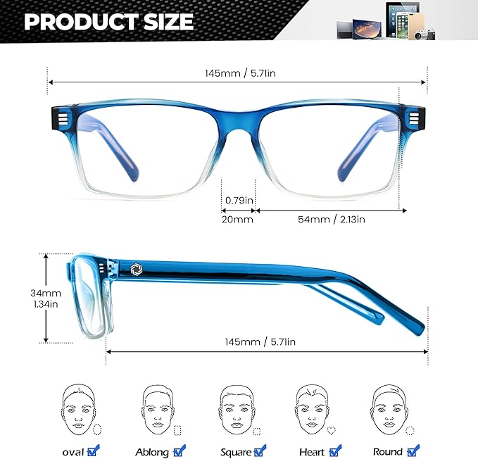 ANYLUV Blue Light Glasses Men Woman, Blue Light Blocking Glasses for Computer Gaming, Eye Strain Relief Eye Protection