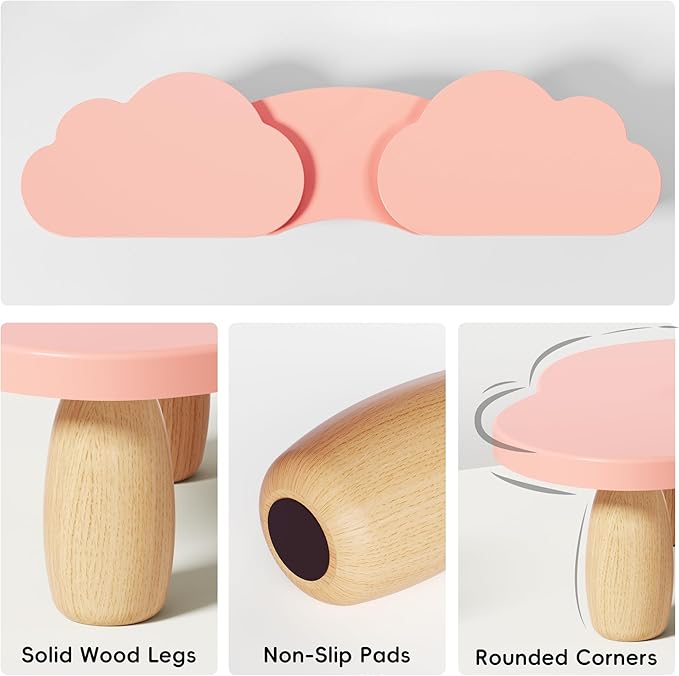 Dual Monitor Stand Riser,Rainbow Cloud Desktop Computer Stand for 2 Monitors,Adjustable Length and Angle Multifunctional Desktop Organizer Stand for Laptop, PC, Computer, Printer,Pink