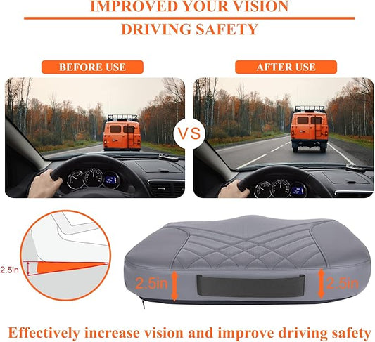 kingphenix Premium Car Seat Cushion, Memory Foam Driver Seat Cushion to Improve Driving View- Coccyx & Lower Back Pain Relief - Seat Cushion for Car, Truck, Office Chair (Gray)