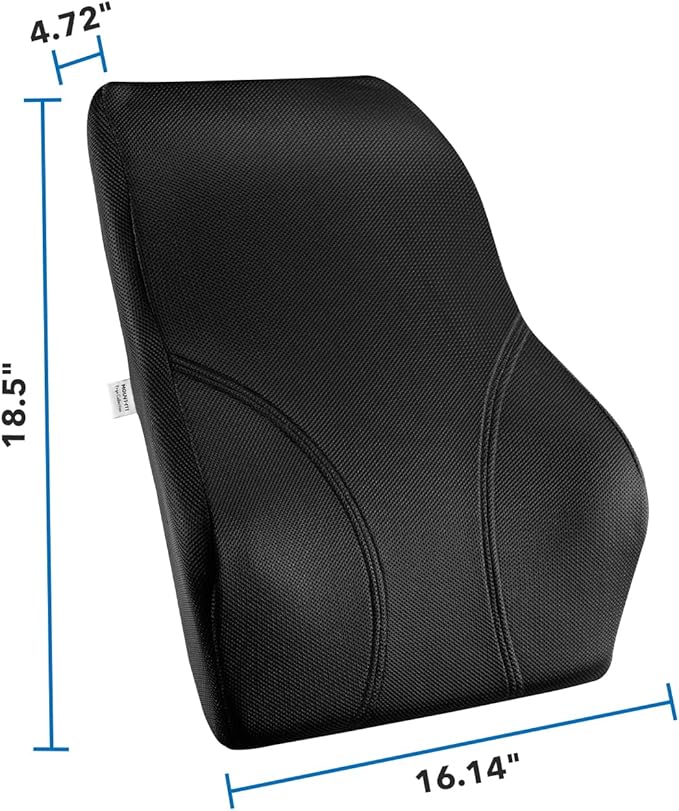 Mount-It! Office Chair Cushion, Lumbar Support Pillow for Office Chair, Back Support Pillow for Desk Chair, Gaming, Home or Car with Memory Foam Filling, Relief Back Pain Improve Posture, Black Large