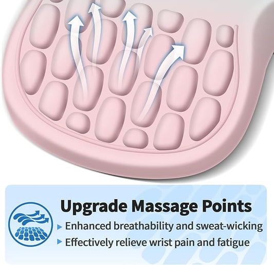 Ergonomic Mouse Pad with Wrist Rest Support, Mousepad with Comfortable Memory Foam Wrist Rest and Non-Slip PU Base for Pain Relief, Computer, Laptop, Office, Home (Blue and Pink Contrast)