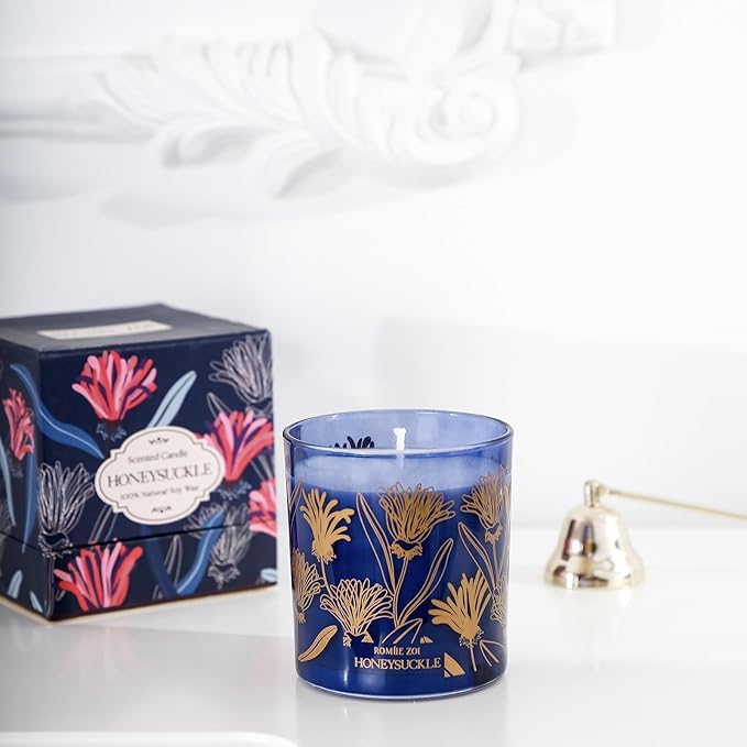 Scented Candle - Honeysuckle - 6oz Aromatherapy Soy Wax Jar Candle for Home, Gifts for Women - 170g